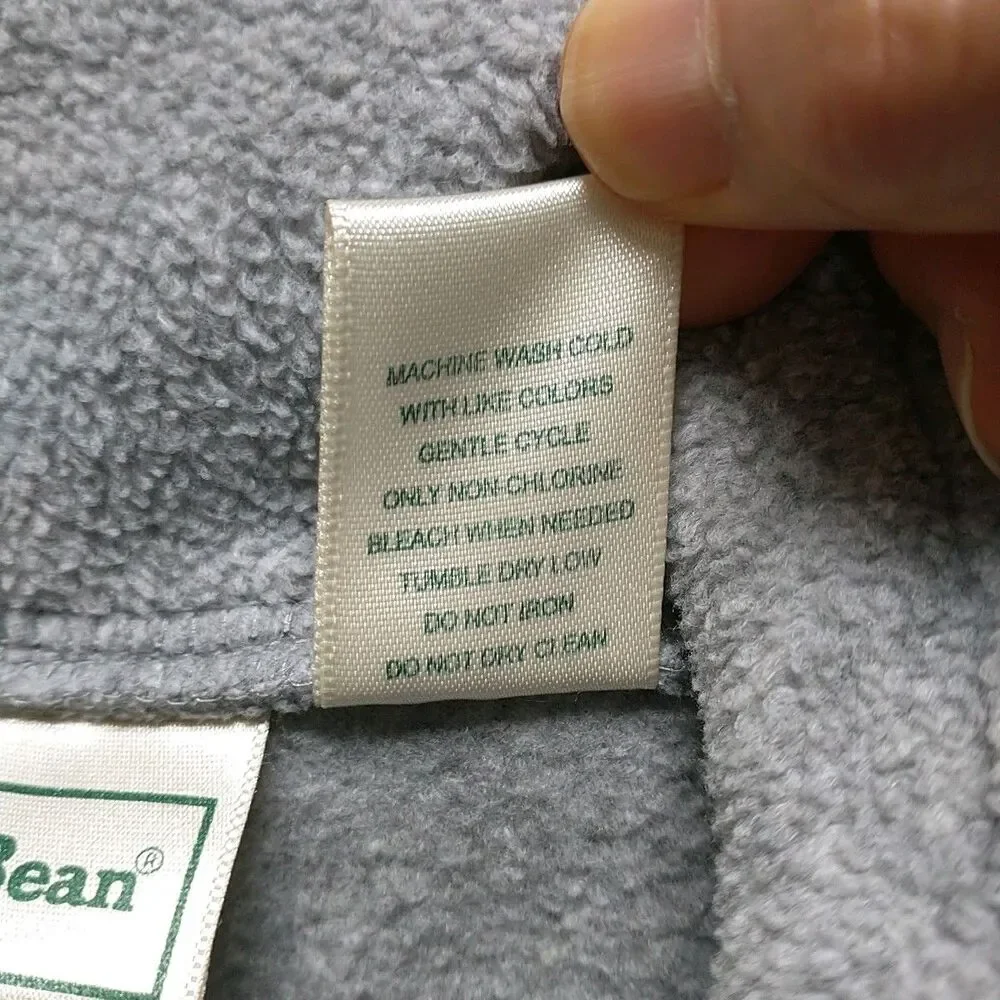 LL Bean Vest Kids Unisex XL 18-20 Gray Full Zip Sleeveless Pocket Fleece Outdoor